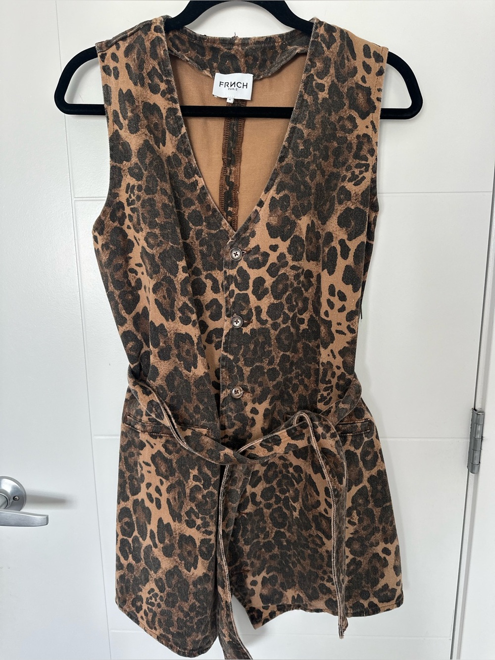 The Cicilia Mini Dress by FRNCH - Leopard Print Western Luxe Denim Mini Dress